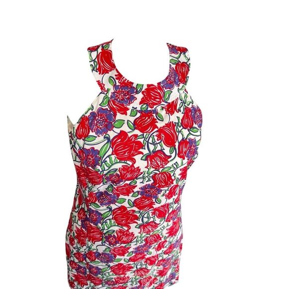 Vintage Lilly Pulitzer Red Roses Floral Sleeveless Shift Dress Size 2 - Picture 3 of 9